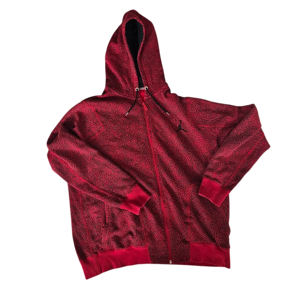 Vintage NIKE Air JORDAN Bulls Red Elephant Zip Hoodie Sweatshirt Sweater XXL